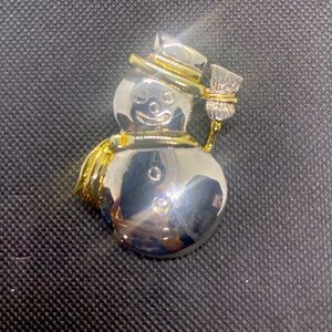 Silver gold snowman broach